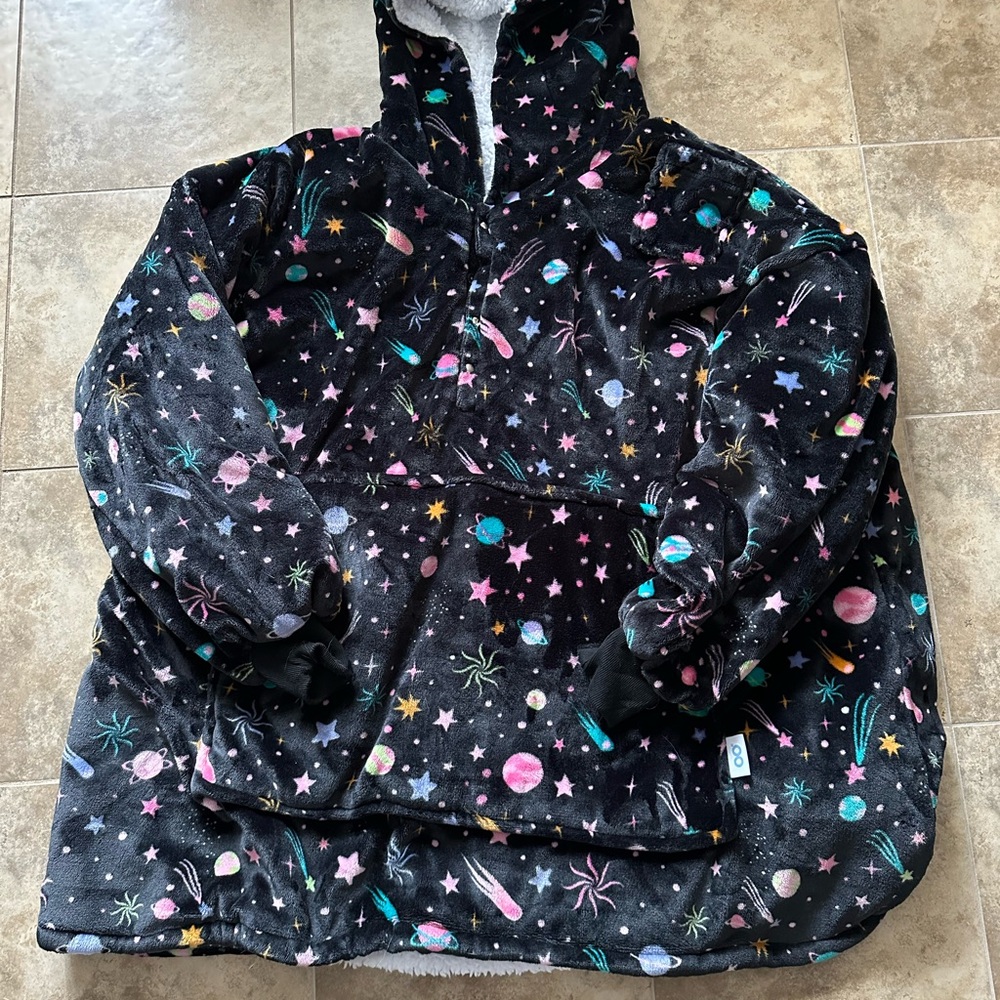 Galaxy Print Hooded Blanket Sweatshirt